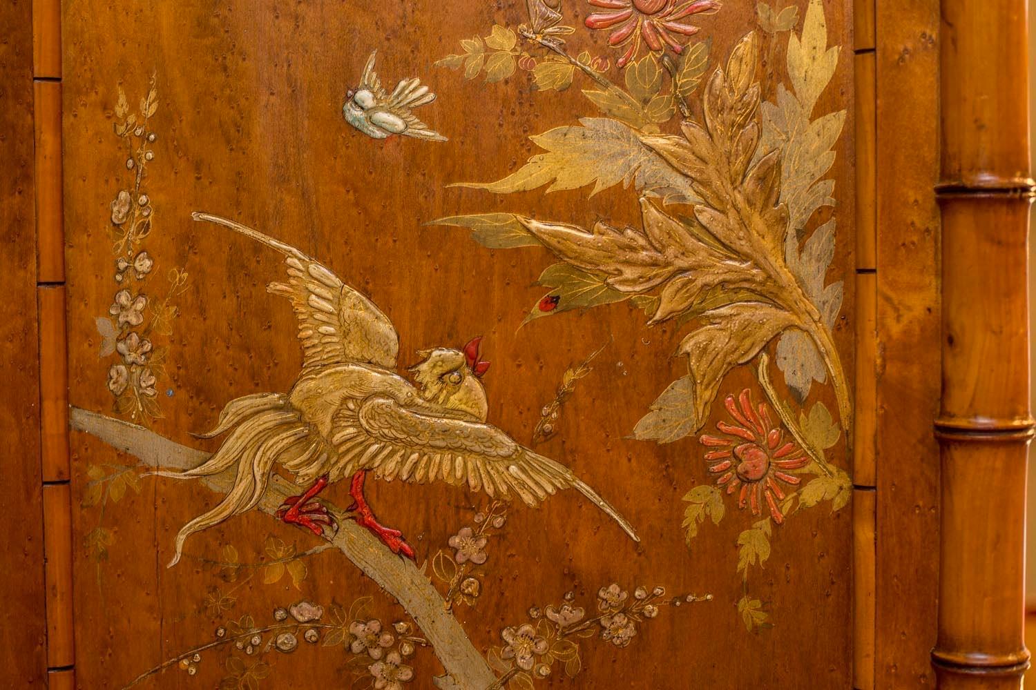 Perret Et Vibert Japanese Style Armoire Bamboo Imitation Lacquer