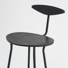 Perret Stool with Backrest in Black Stained Ash & Steel by Atelier Jones