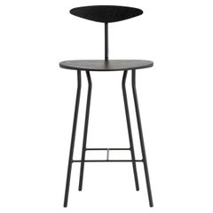 Perret Stool with Backrest in Black Stained Ash & Steel by Atelier Jones