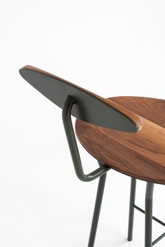 Perret Stool with Backrest, Walnut & Steel, Modern Design, New Zealand