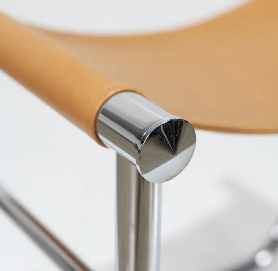 Beautiful stool by Charlotte Perriand, Pierre Jeanneret and Le Corbusier for Cassina, Model LC9. Italy, 1960s. Leather and chrome plated steel, stamped on underside of frame. A mid-century modern piece that can complete and compliment various