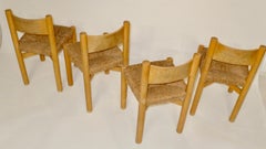 Set of 4 Charlotte Perriand chair No 27 or Meribel Original straw Rene Martin