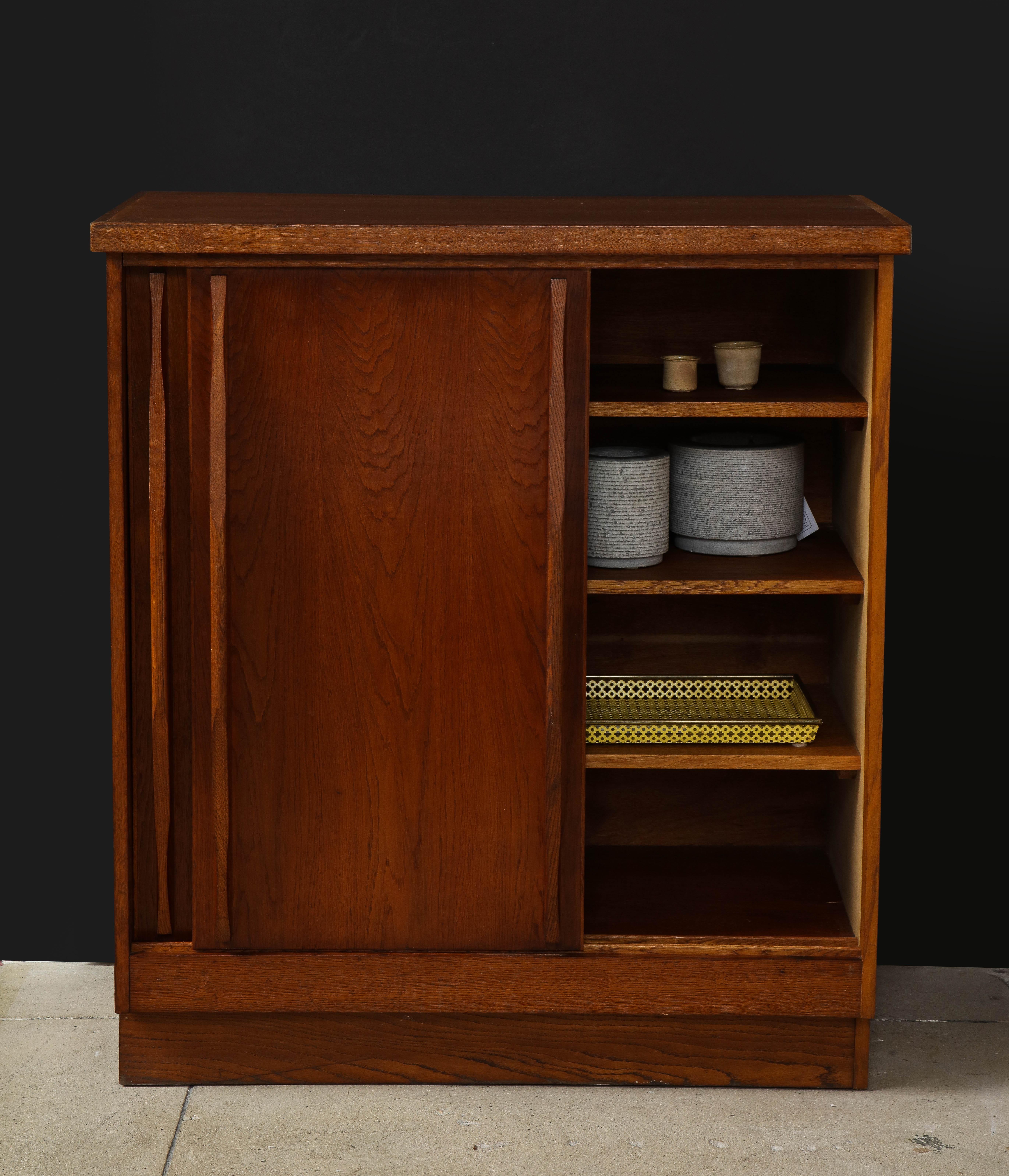 Mid-Century Modern Perriand/Prouve Style Period Upright Cabinet, French 1950’s, Sliding Doors