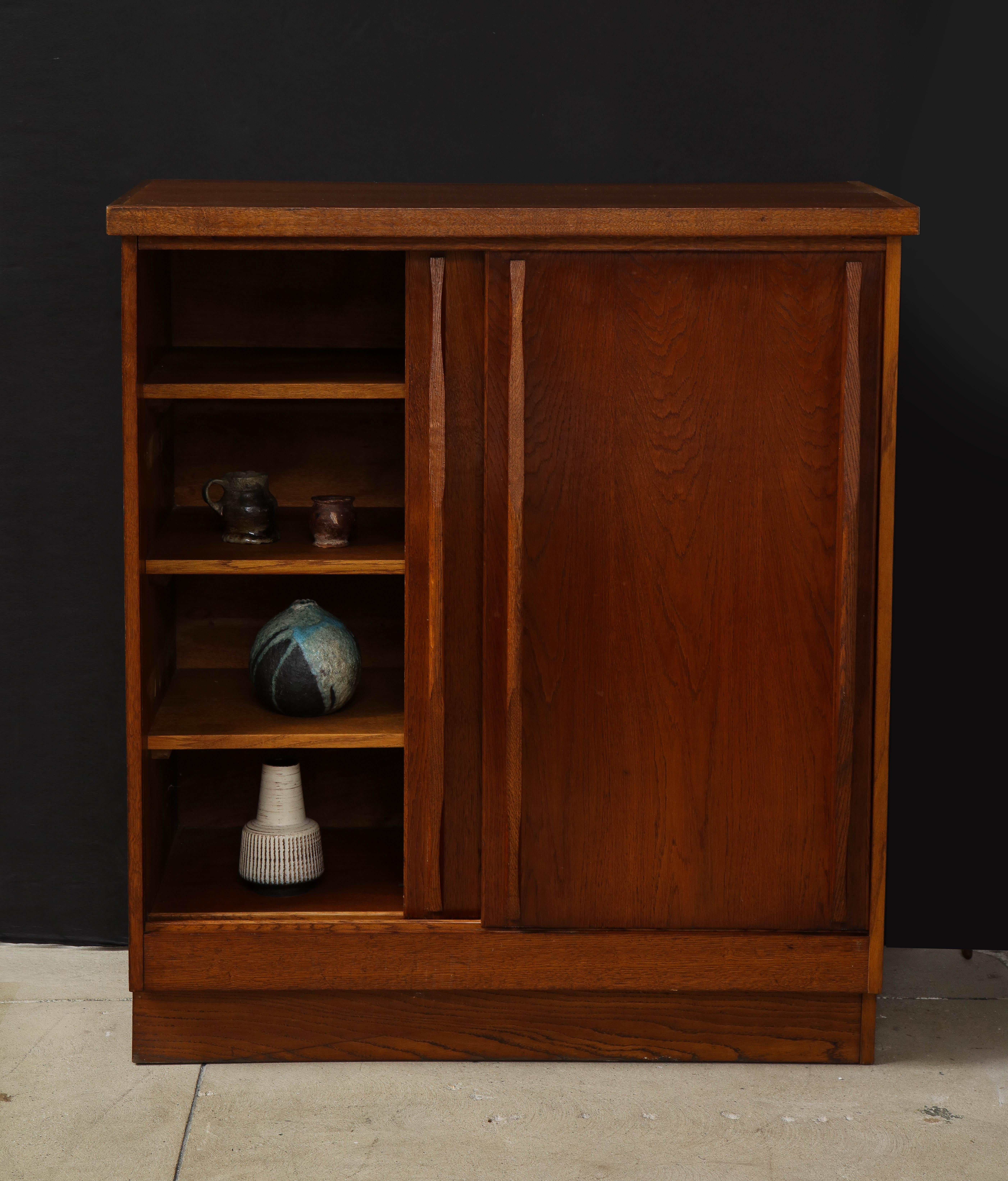 Perriand/Prouve Style Period Upright Cabinet, French 1950’s, Sliding Doors In Good Condition In Brooklyn, NY