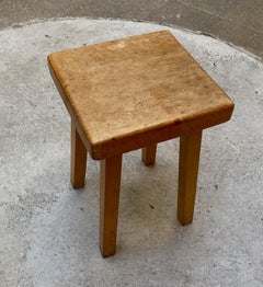 Perriand Pine Wood Stool by Charlotte Perriand for Les Arcs, 1800