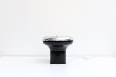 Angelo Mangiarotti Style Chrome and Black Enameled Metal Mushroom Table Lamp