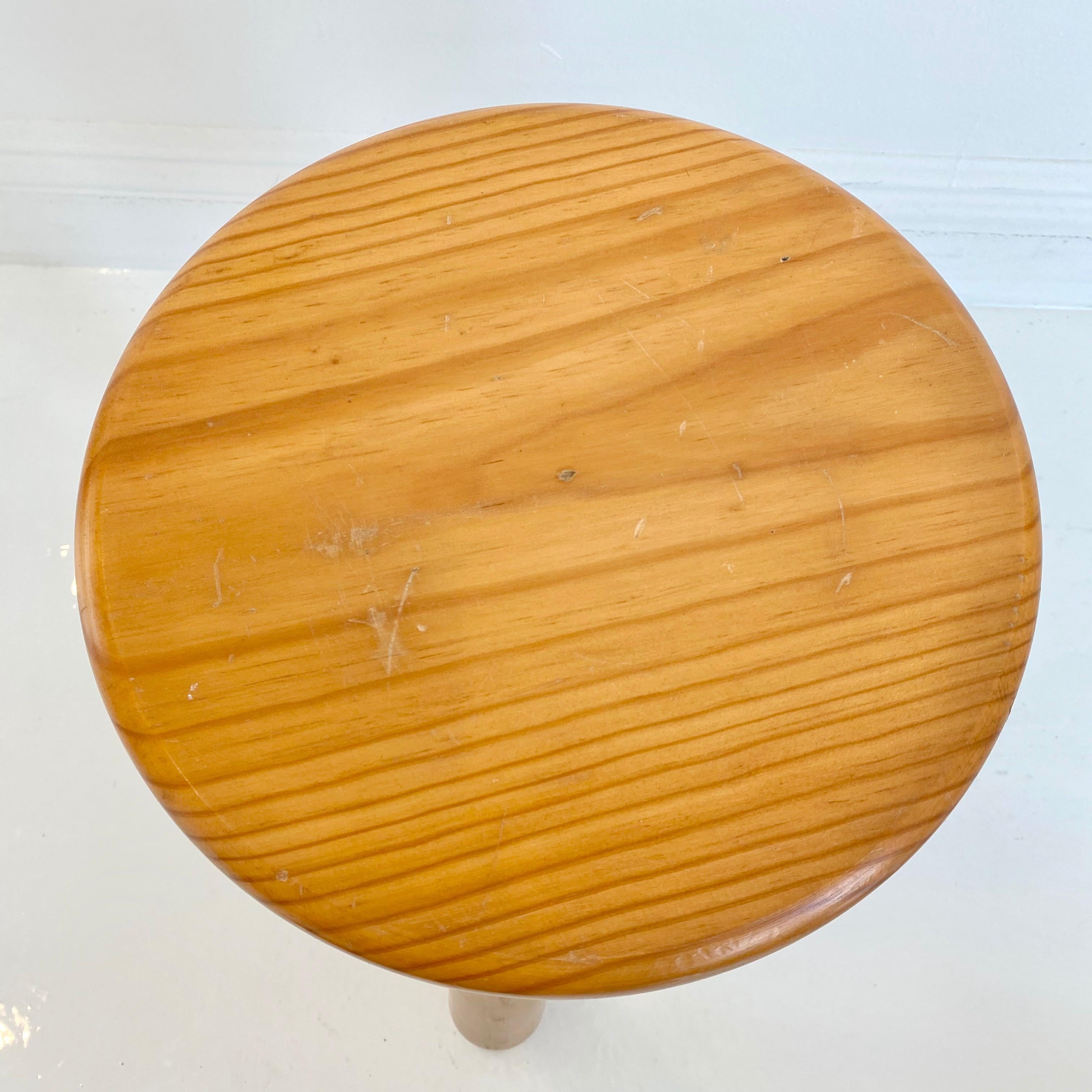 Mid-20th Century Perriand Style Pine Tripod Stool For Sale