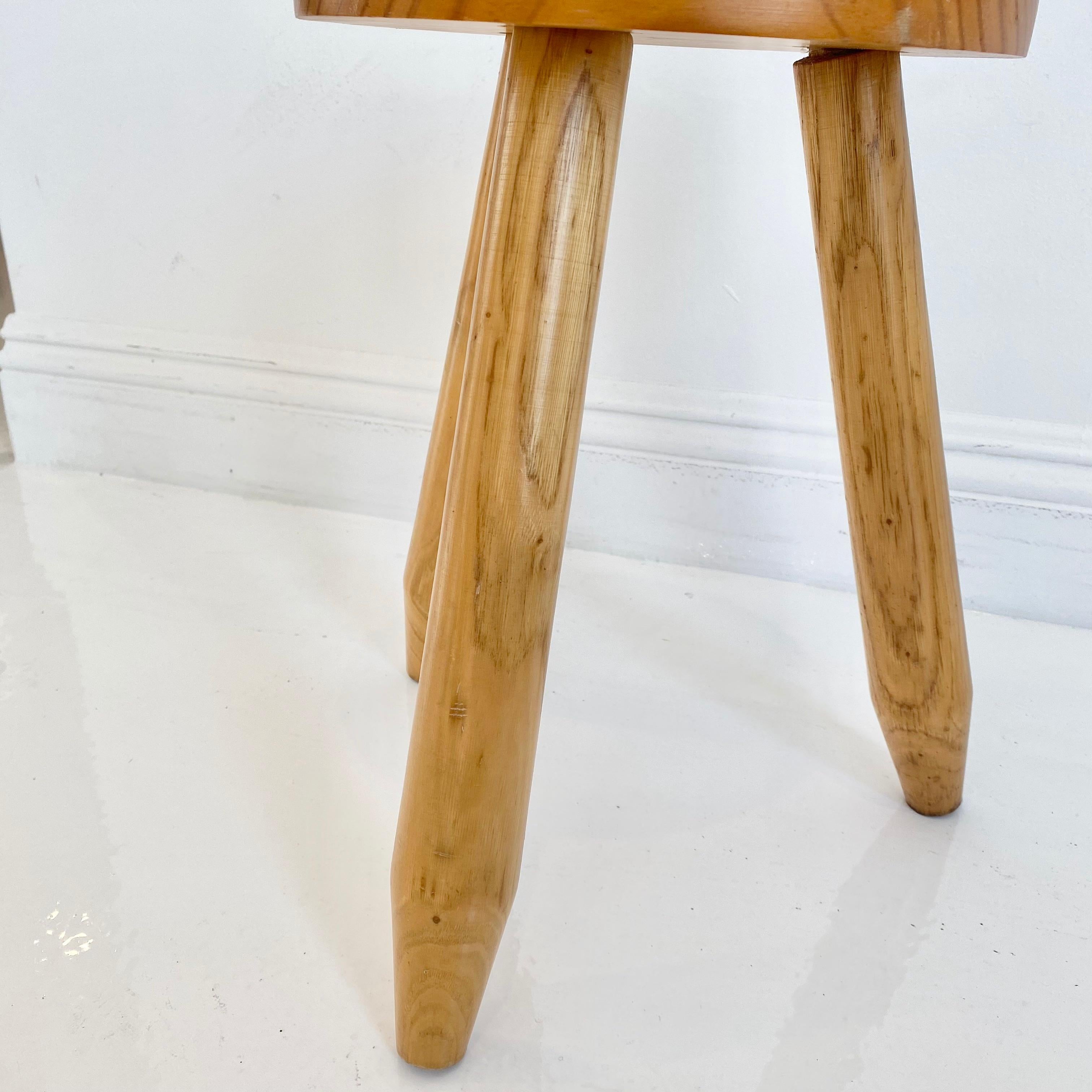 Perriand Style Pine Tripod Stool For Sale 1