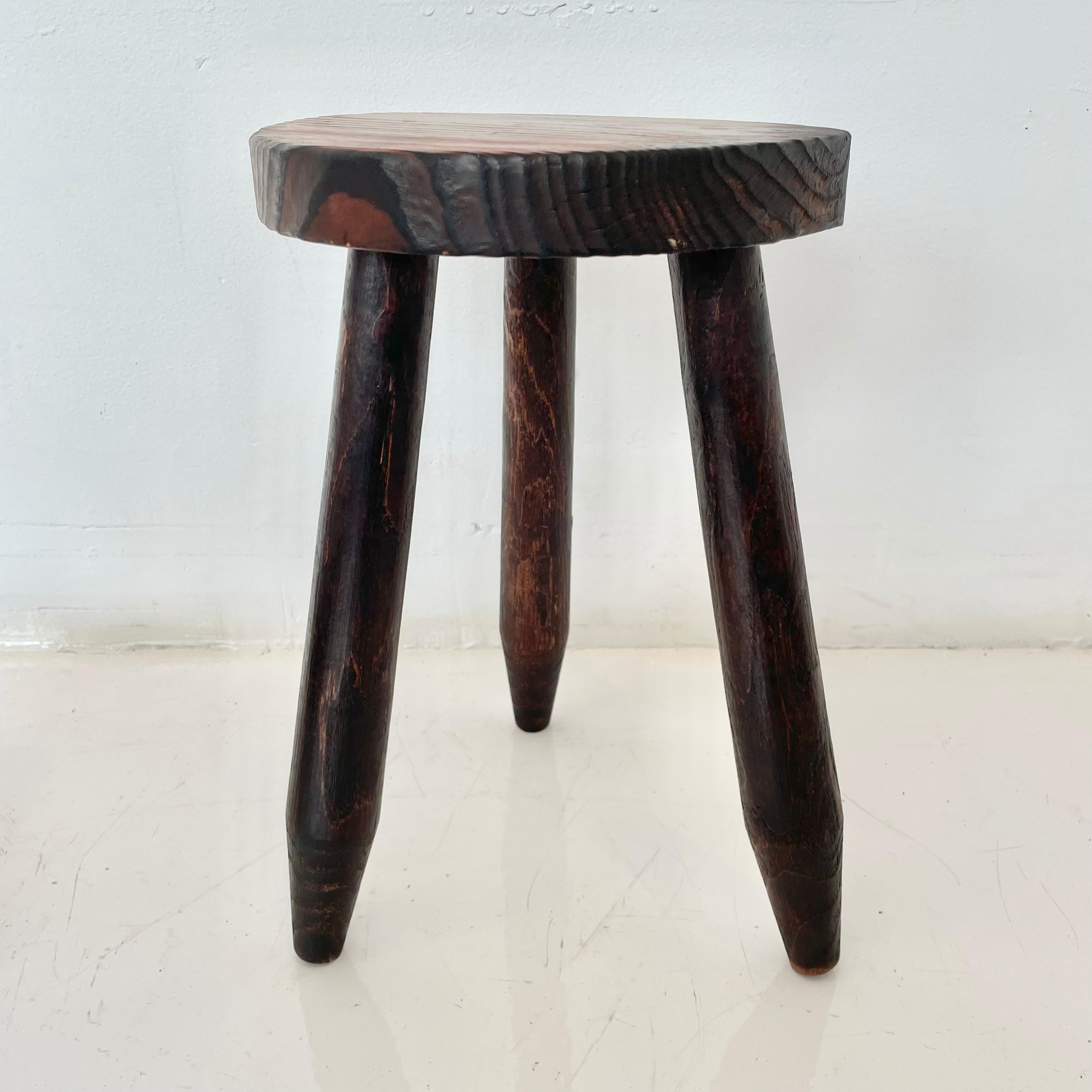 French Perriand Style Tripod Stool For Sale