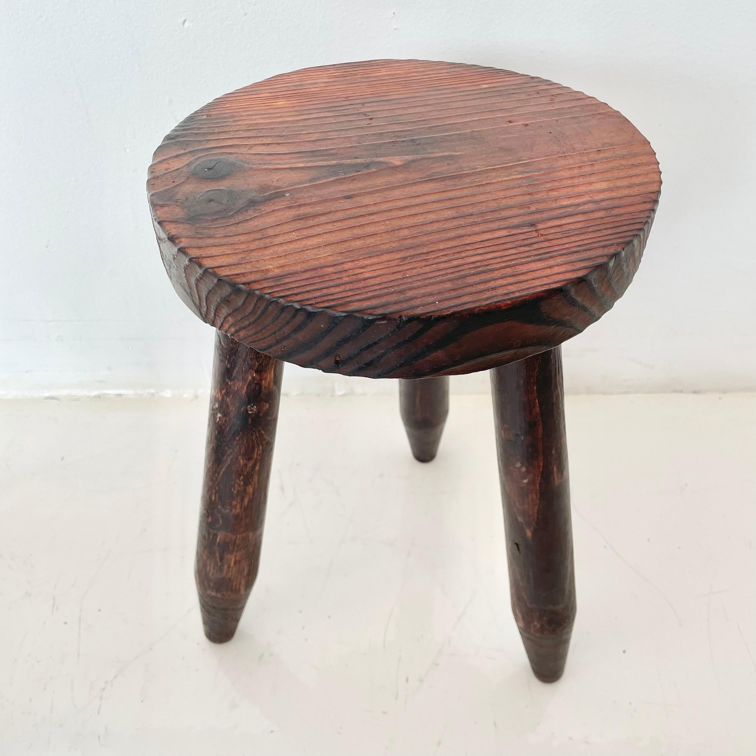 French Perriand Style Tripod Stool For Sale