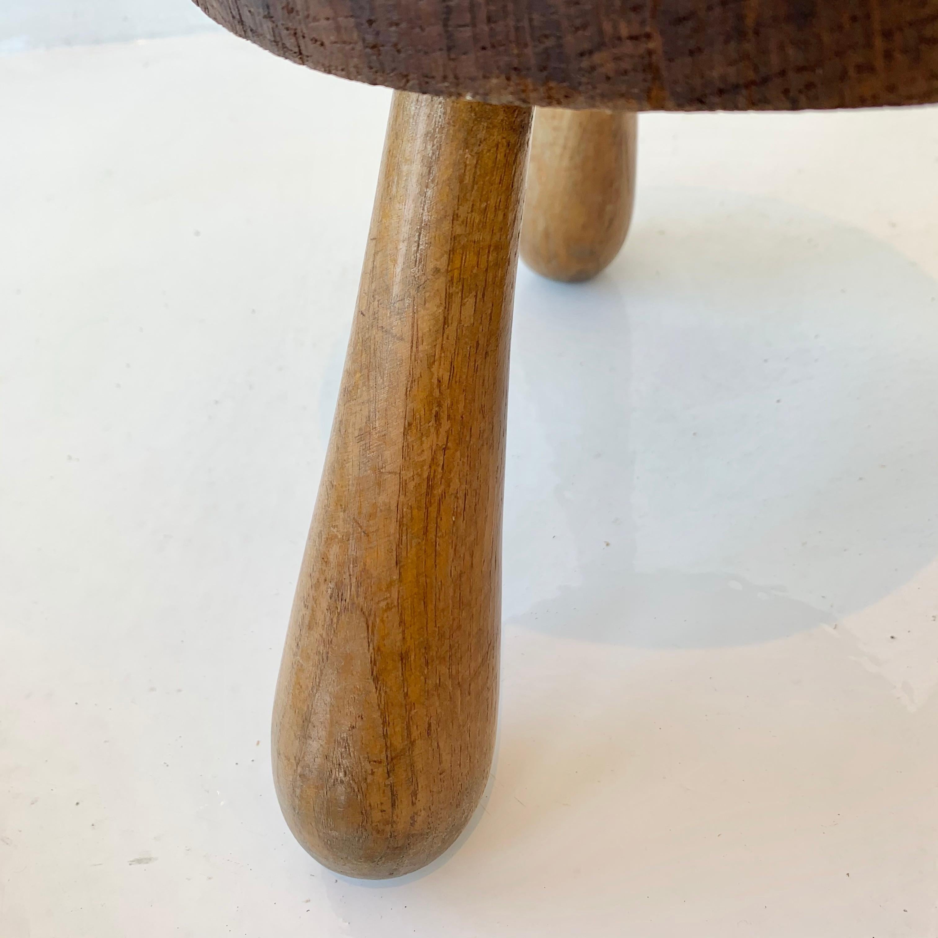 Wood Perriand Style Tripod Stool