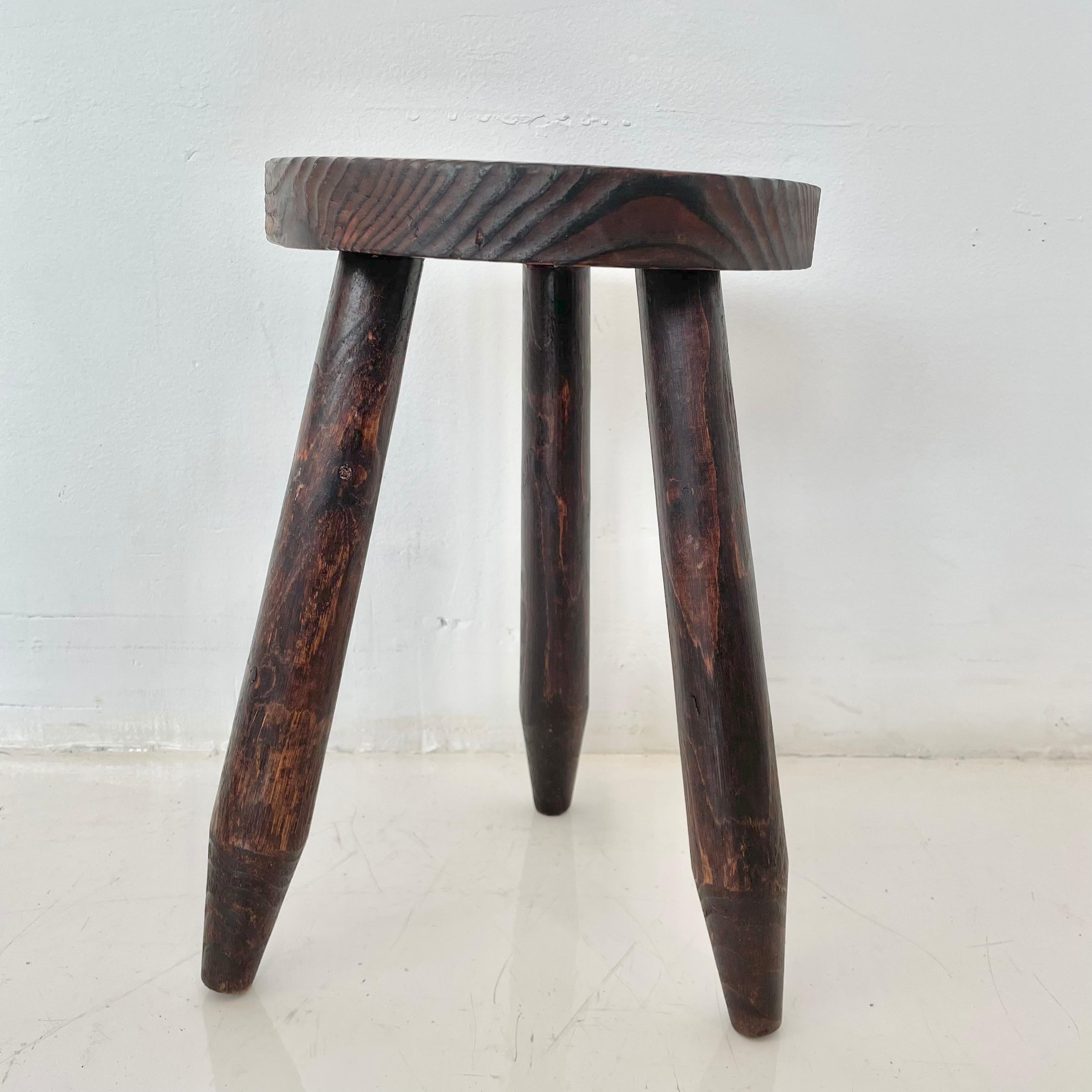 Wood Perriand Style Tripod Stool For Sale