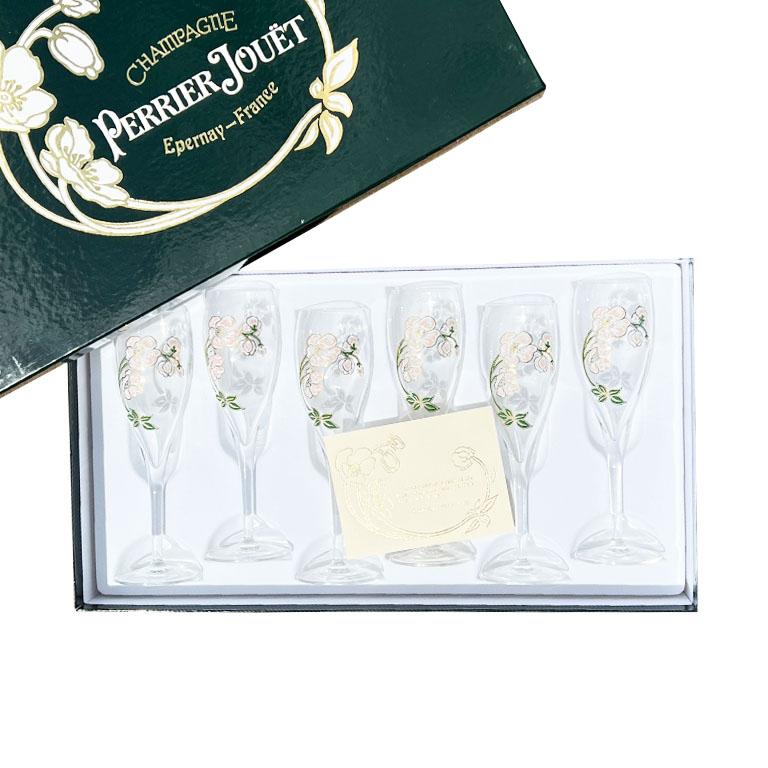 Perrier-jouët Art Nouveau French Hand Painted Floral Champagne Glasses, Set 6 2