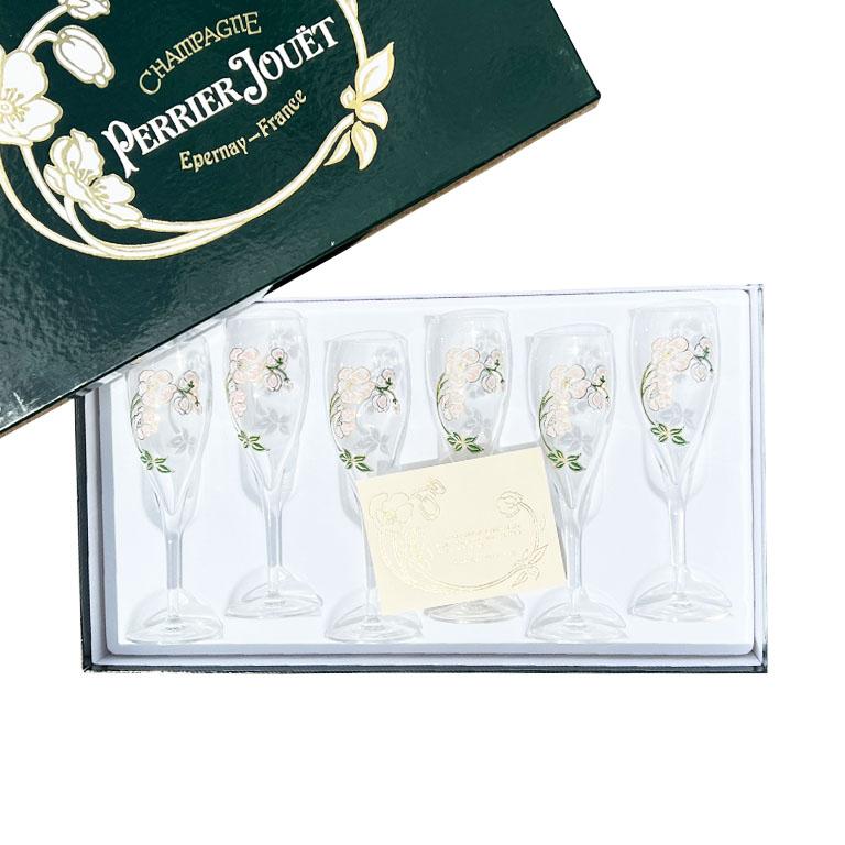 Perrierjouët Art Nouveau French Hand Painted Floral Champagne Glasses