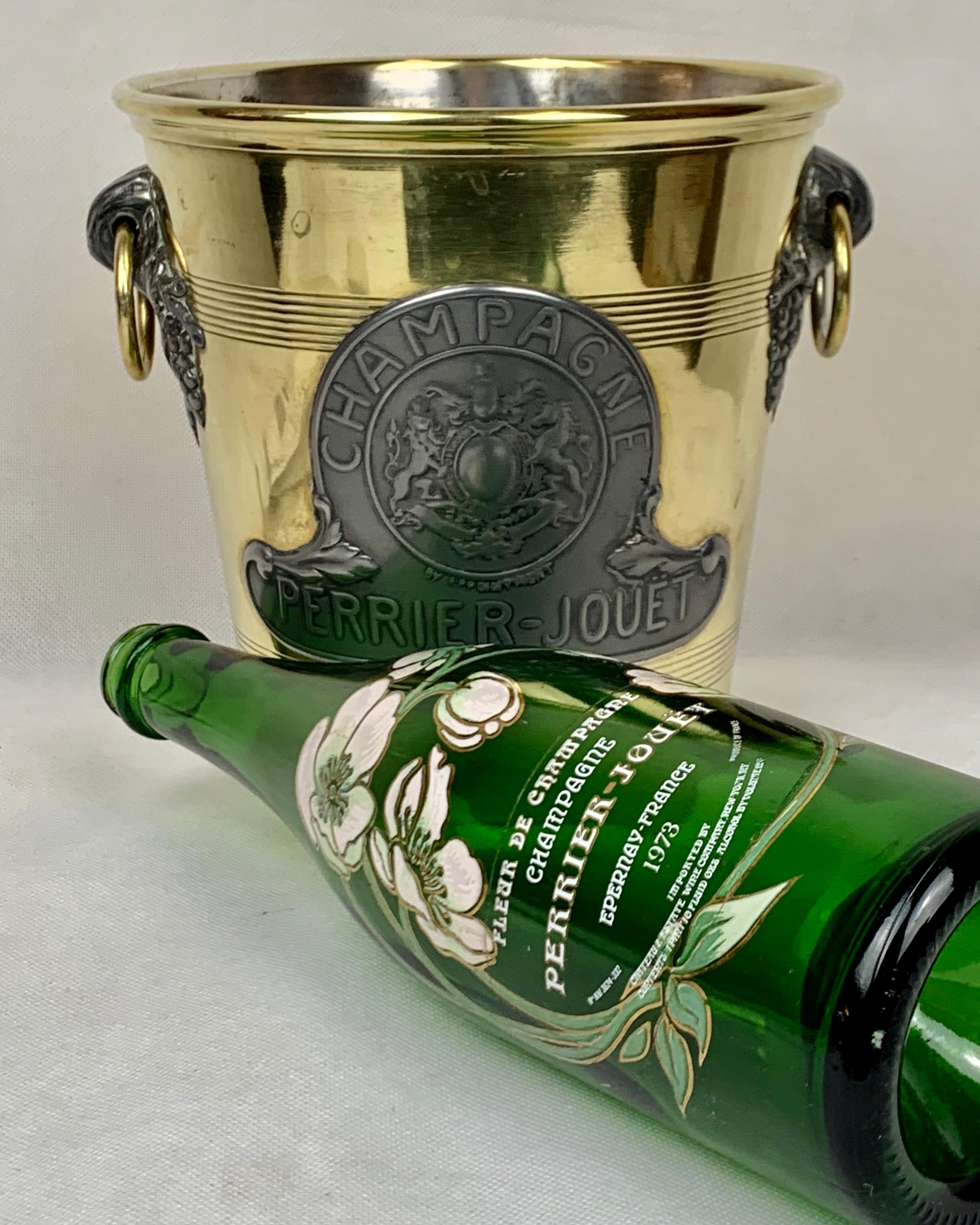  Antique Perrier-Jouet Champagne Cooler in Brass and Pewter Made by Argit, Paris 2