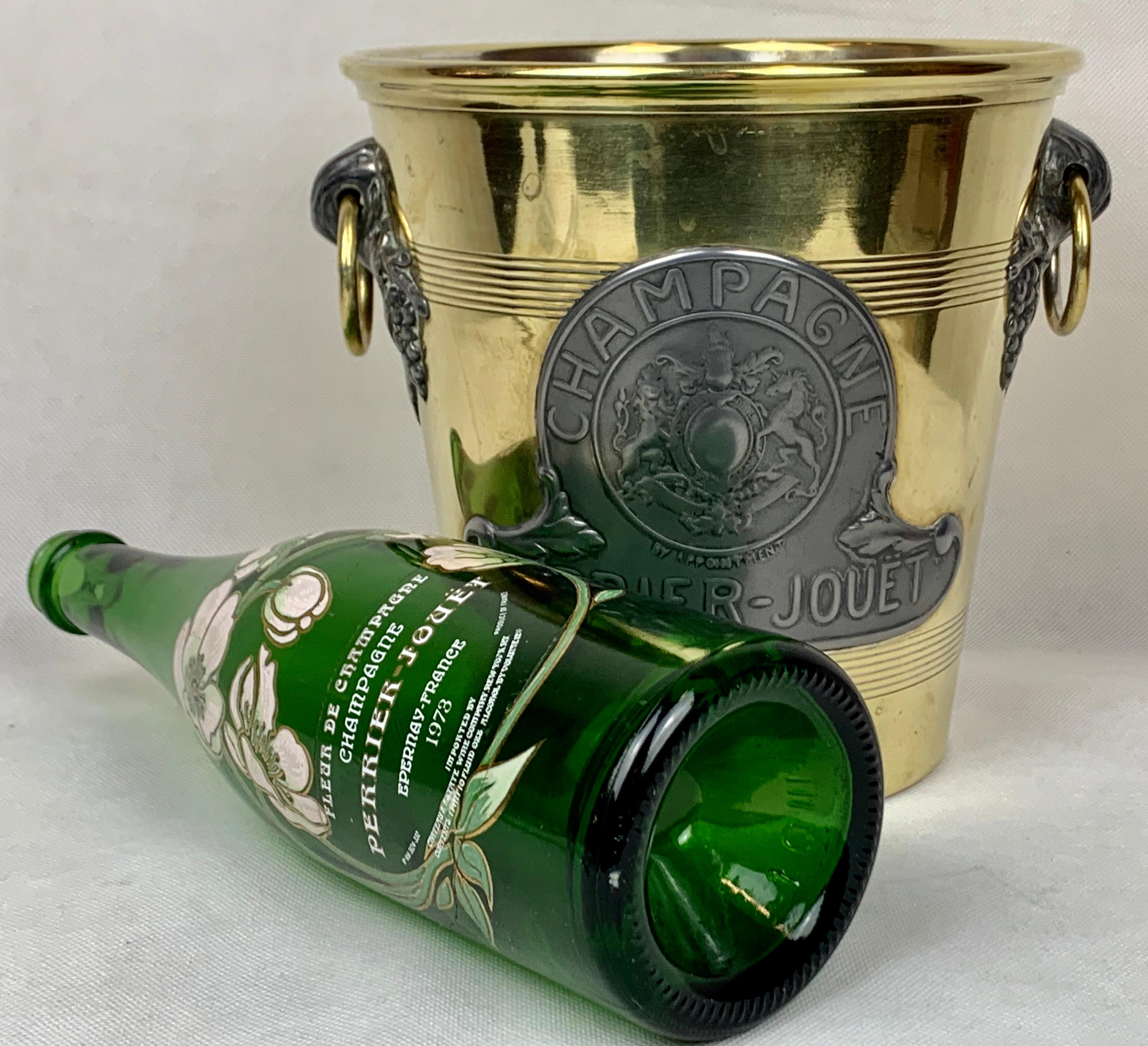 Antique Perrier-Jouet Champagne Cooler in Brass and Pewter Made by Argit, Paris 3