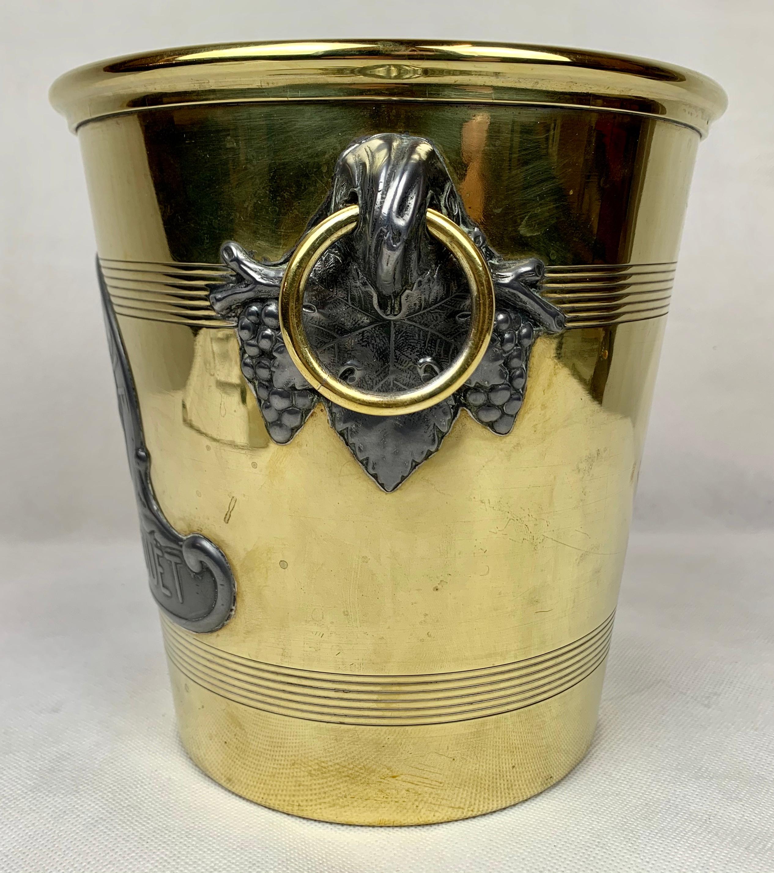 Cast  Antique Perrier-Jouet Champagne Cooler in Brass and Pewter Made by Argit, Paris