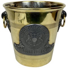  Antique Perrier-Jouet Champagne Cooler in Brass and Pewter Made by Argit, Paris