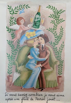 'Perrier-Jouet Champagne' Original Vintage Poster, Raymond Peynet