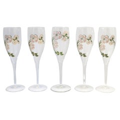 Perrier-Jouet French Champagne Glasses Art Nouveau, Set of 5