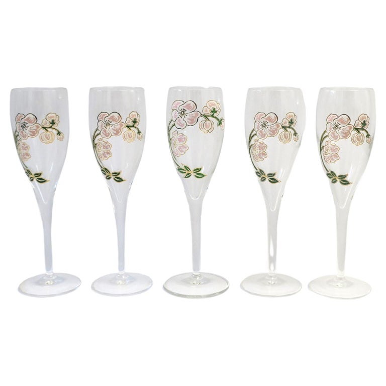 Perrier-Jouet French Champagne Glasses Art Nouveau, Set of For Sale 1stDibs