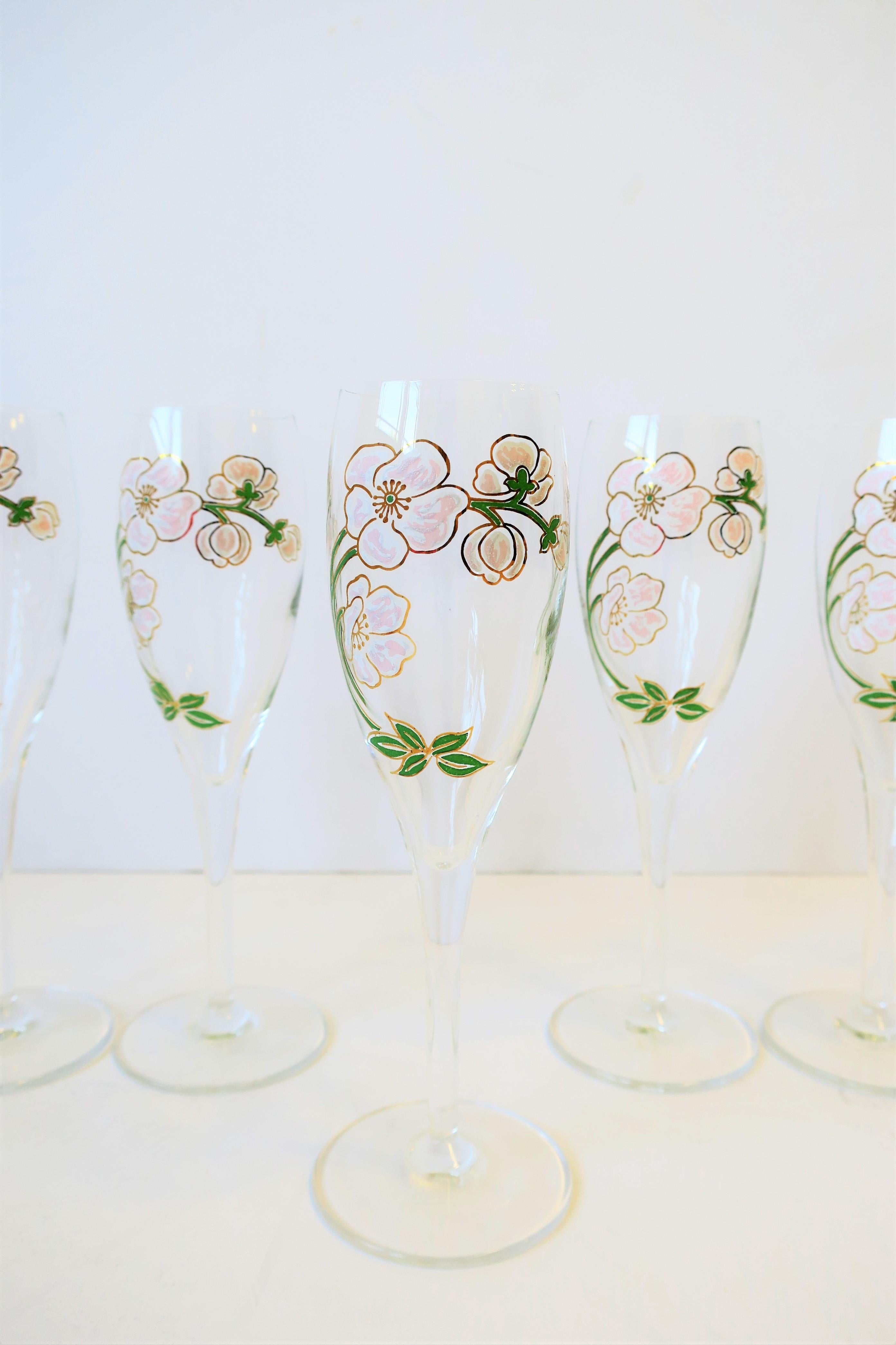 Polychromed Vintage Perrier-Jouet French Champagne Glasses