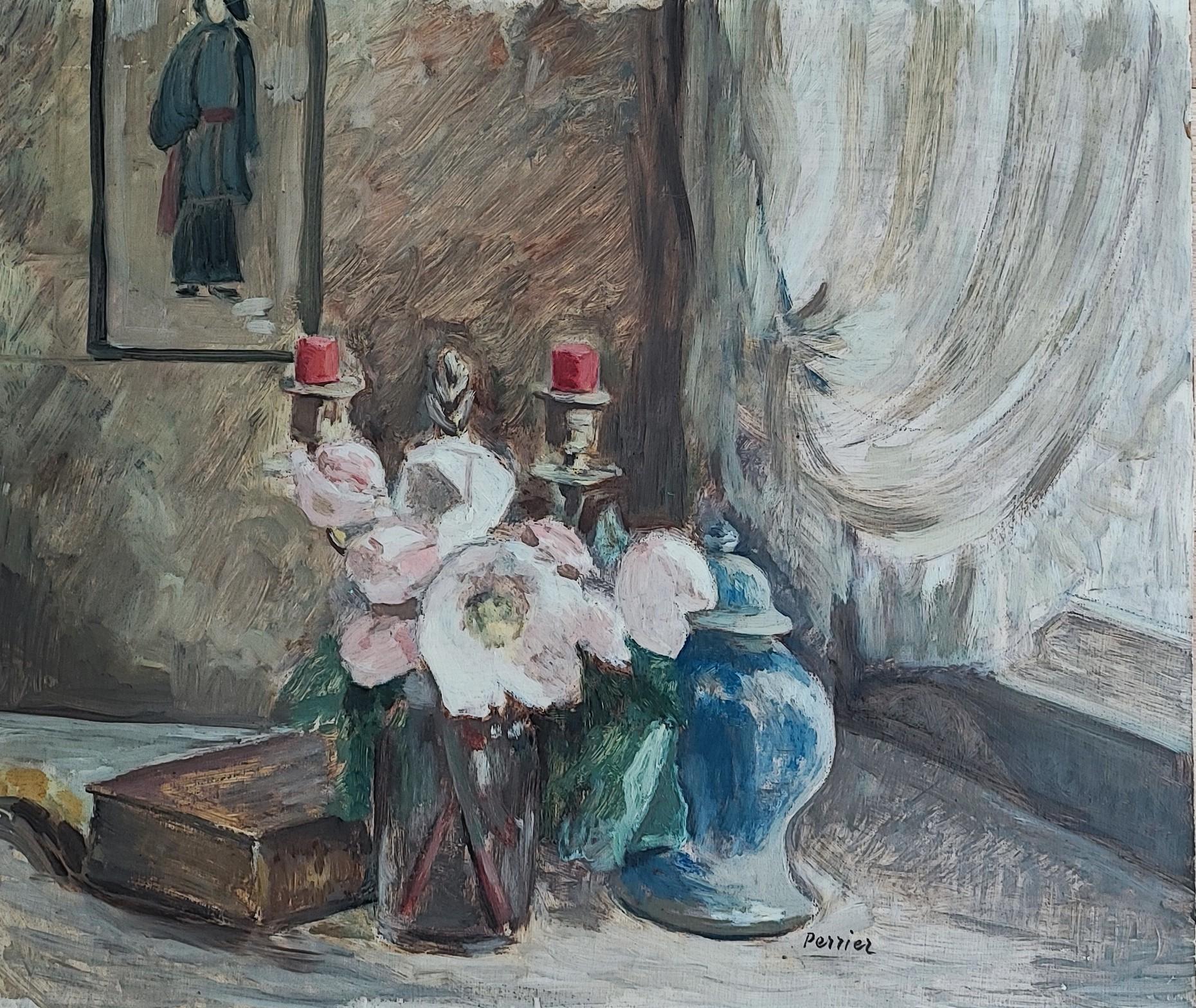 Perrier Still-Life Painting - Still Life with Candlestick and Candy Box