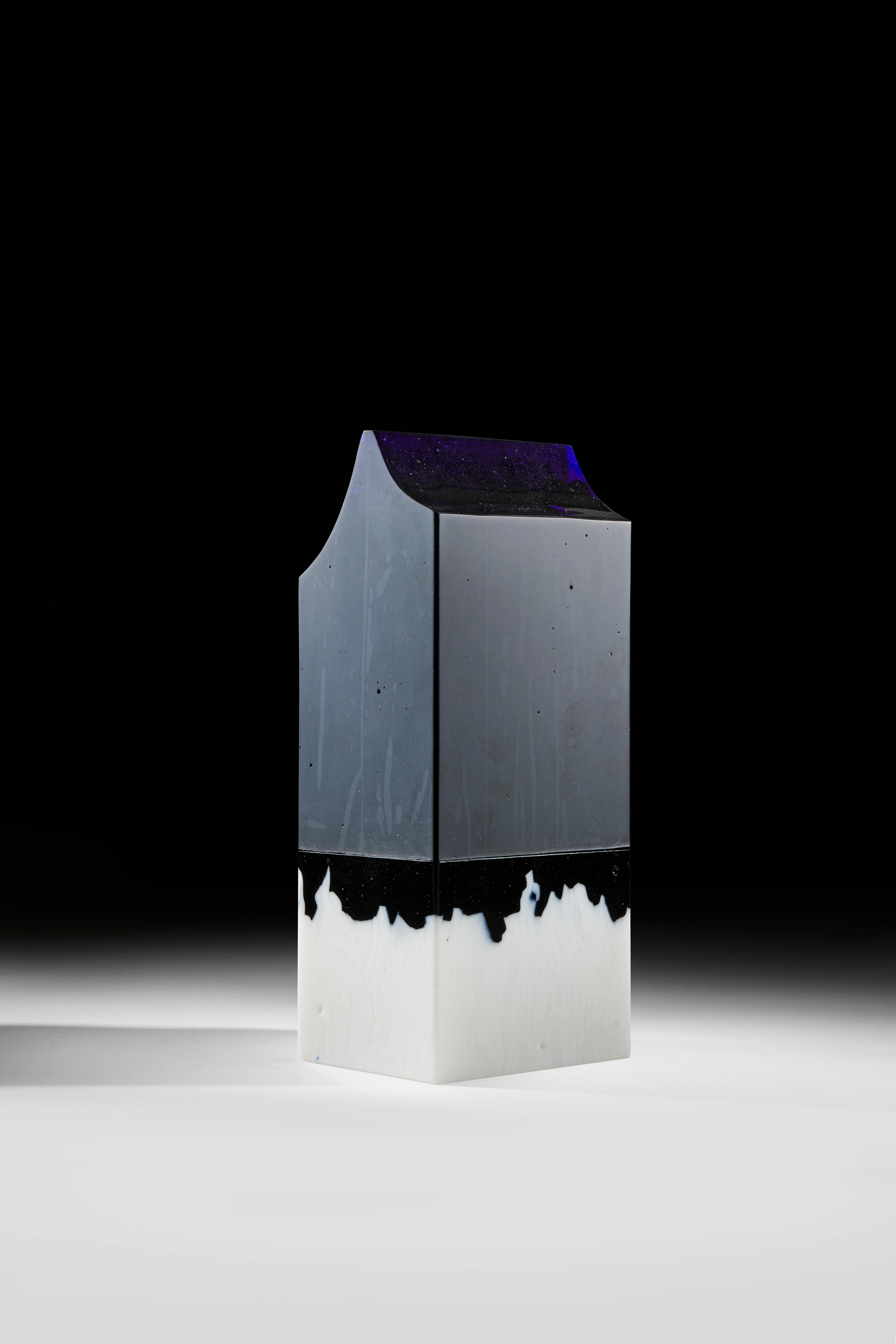 Perrin & Perrin Abstract Sculpture – Einzigartige Glasskulptur Nuit a Ilulissat, hergestellt in Frankreich