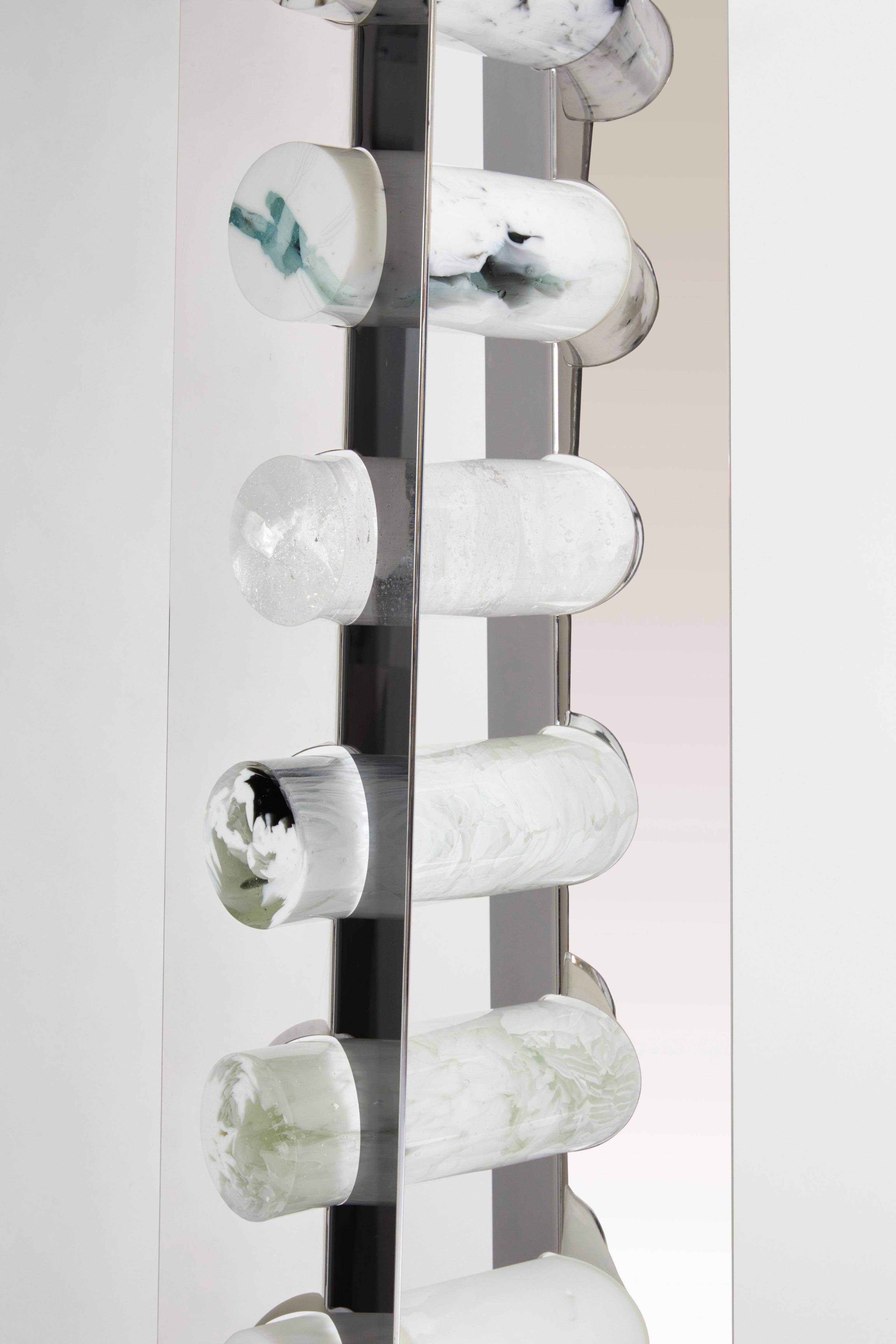 5°11 by Perrin & Perrin, Galerie Negropontes in Paris, France. Sculptural glass installation - One of a kind

Martine and Jacki Perrin sculpt together as one, forming a duo enriched by their individualities. For over a decade they have explored the