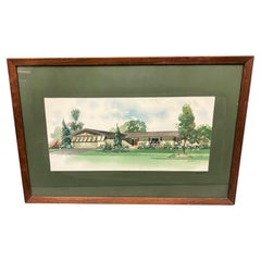 Perrin Architectural Rendering with Green Matte in Wood Frame