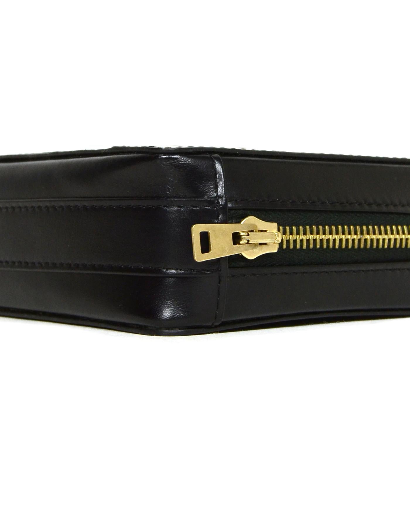 Perrin Black Crocodile/ Smooth Leather Box Cuff Clutch Bag In Excellent Condition In New York, NY