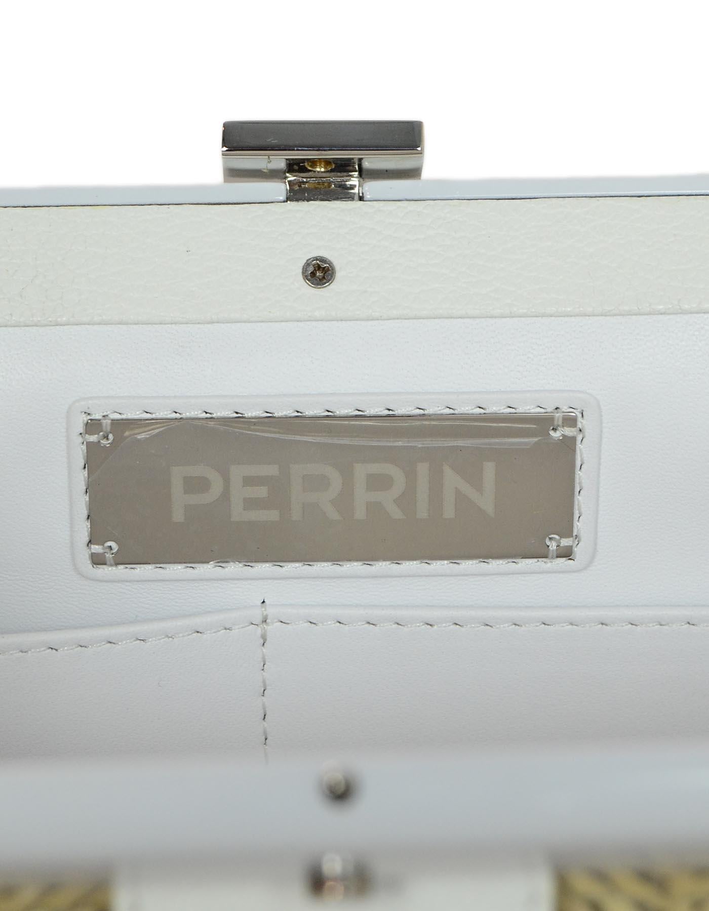 Perrin Black/Red/White Calfskin Leather/Raffia Le Bavolet Top Handle Frame Bag 2