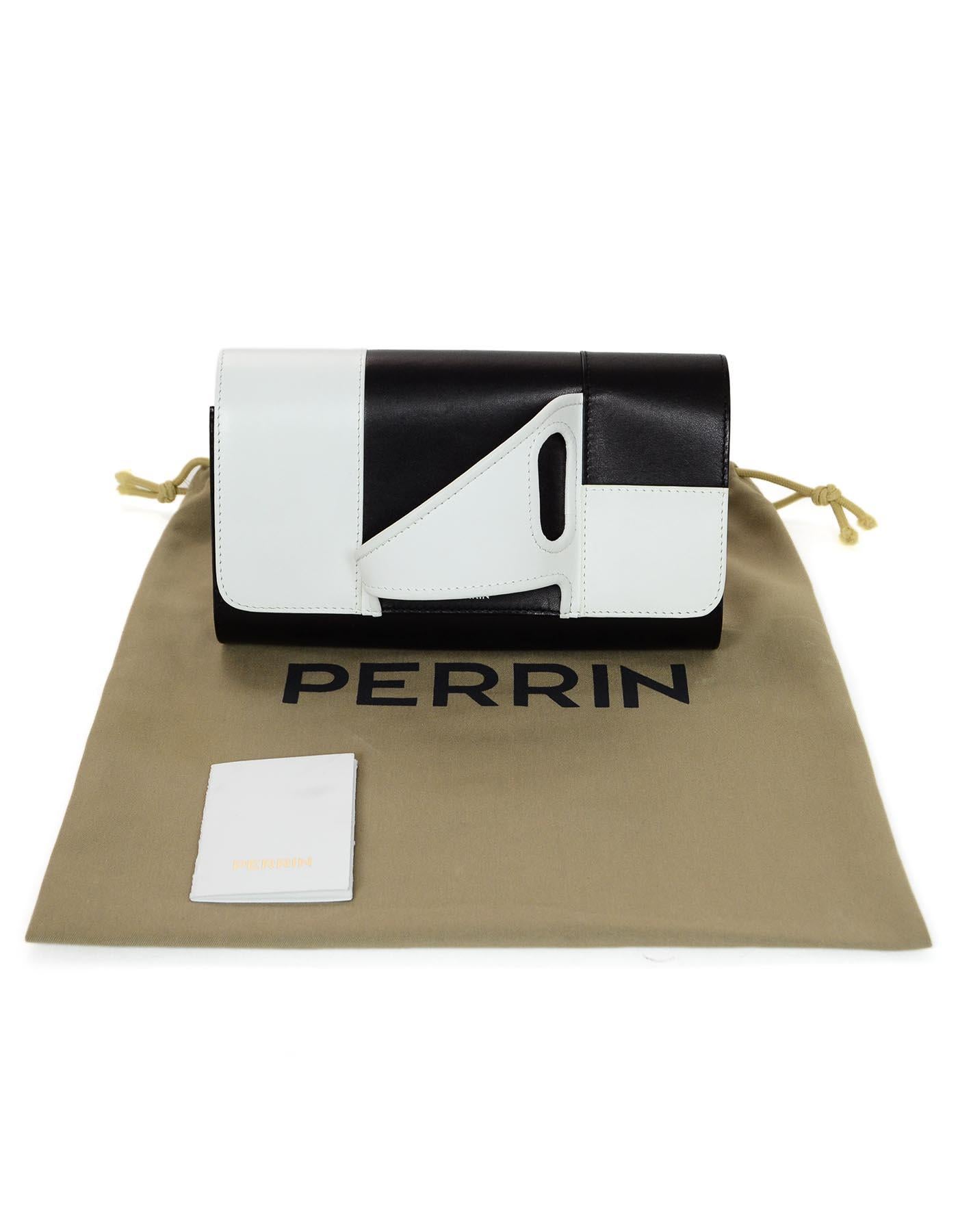 Women's Perrin Black/White Calfskin Leather Right Hand Glove Clutch