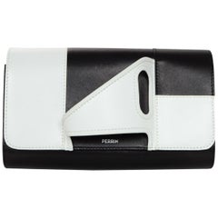 Perrin Black/White Calfskin Leather Right Hand Glove Clutch