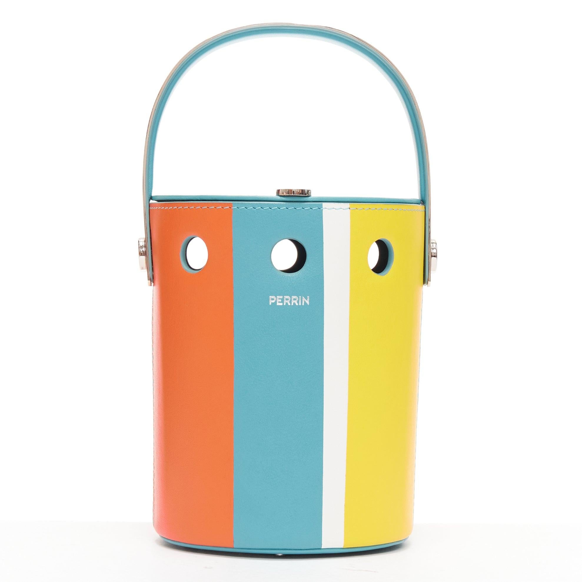 Beige PERRIN Le Mini Seau multicolor colorblock silver logo bucket shoulder bag