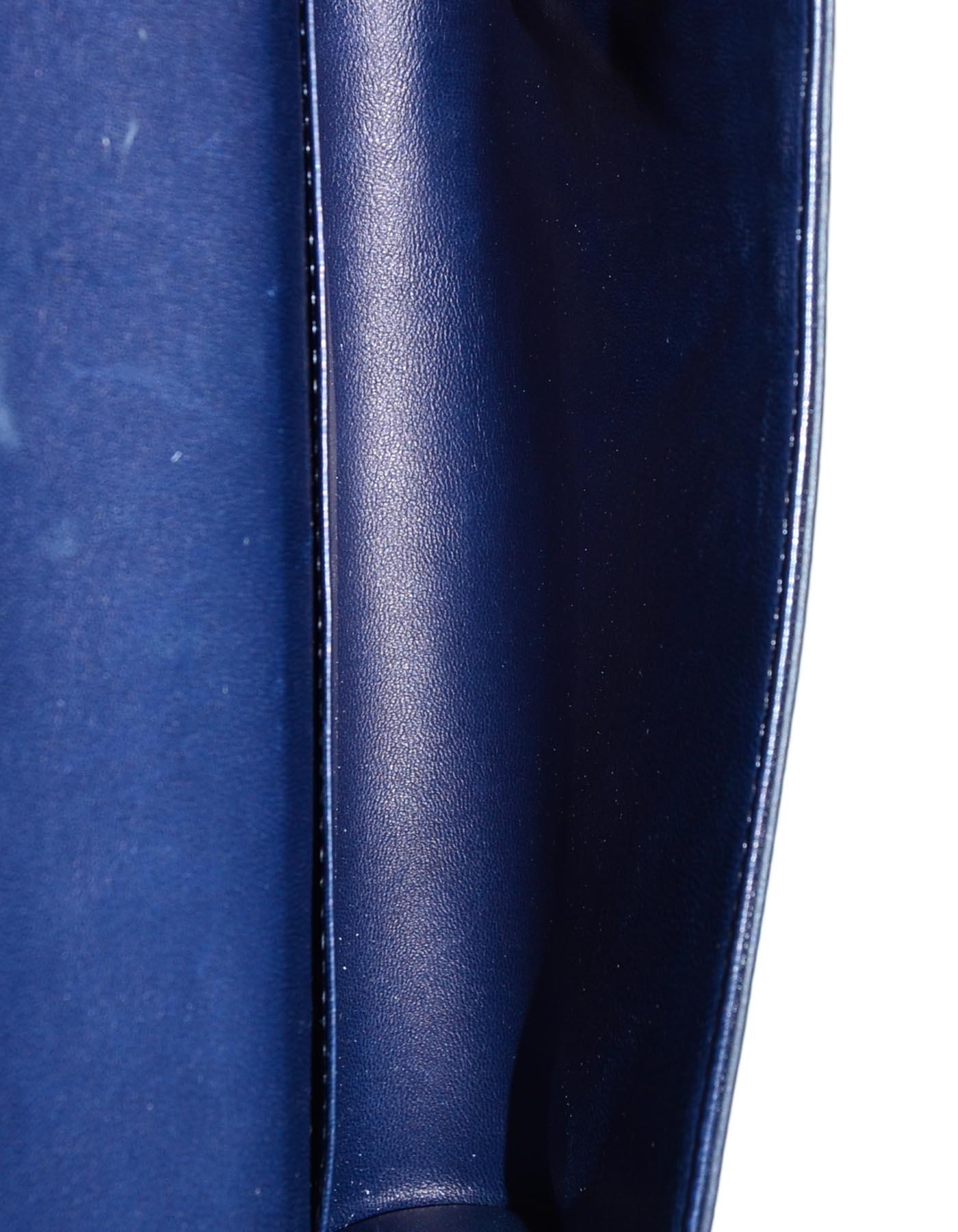 Black Perrin Navy Calfskin Leather/Goldtone L'Eiffel Right Hand Glove Clutch Bag