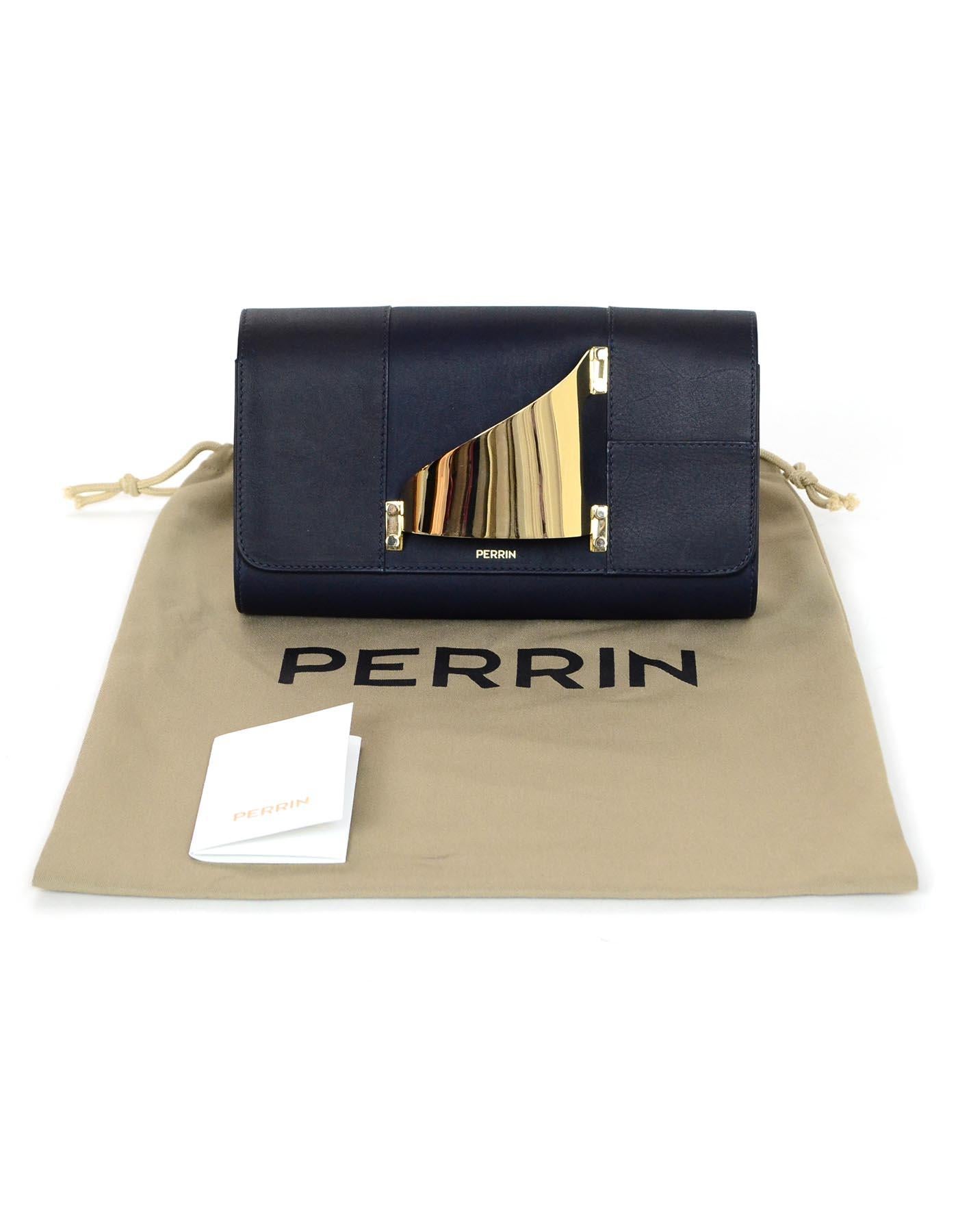 Women's Perrin Navy Calfskin Leather/Goldtone L'Eiffel Right Hand Glove Clutch Bag