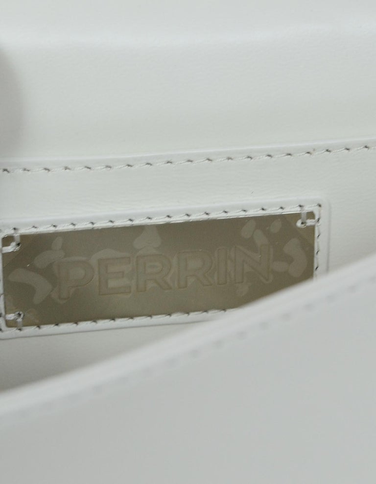 Perrin White Calfskin Leather/Wood L'Eiffel Right Hand Glove Clutch Bag ...