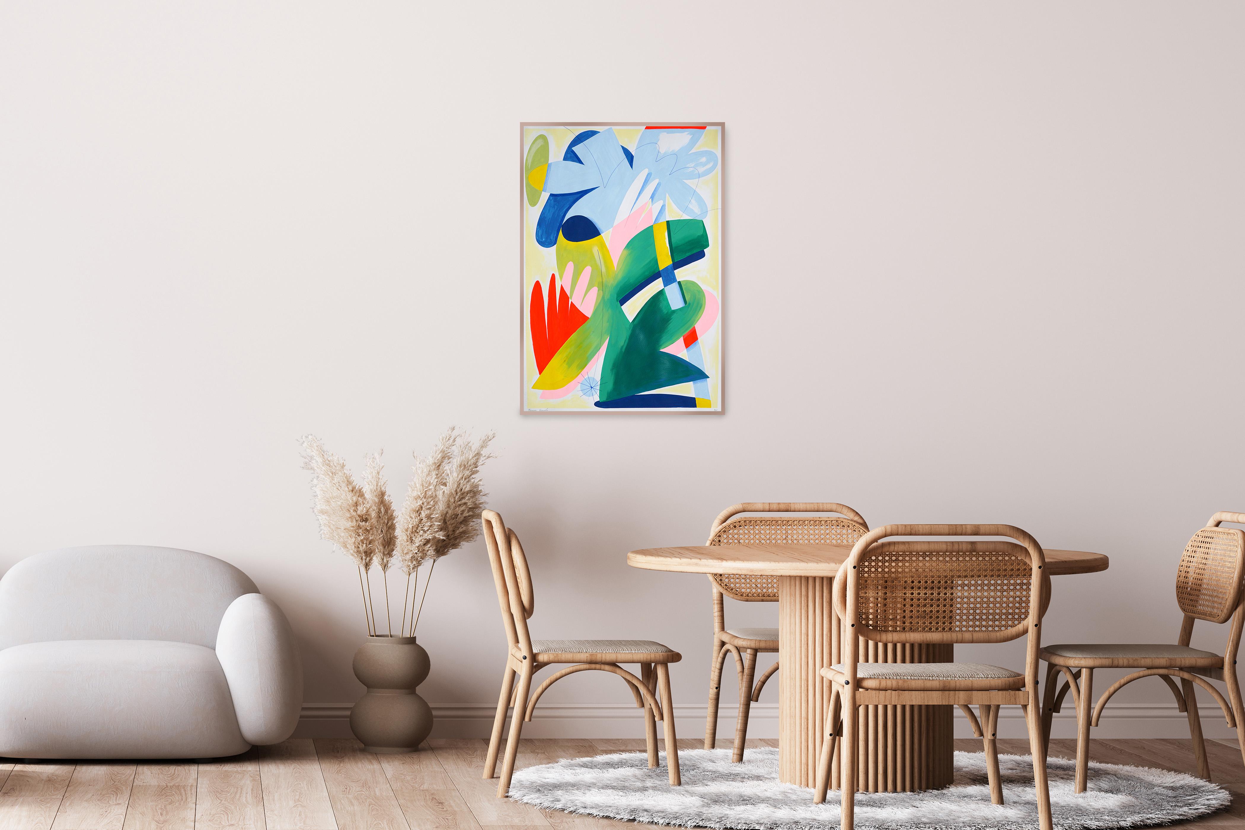 Una passeggiata nella fantasia, figure astratte e piante, pittura surreale dai toni vivaci - Painting Surrealismo di Perrine Honoré