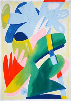 Ein Spaziergang in der Fantasie, Abstrakte Figuren und Pflanzen, Surreale Malerei in Vivid Tones