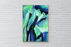 Peinture d'une aurore boréale, paysage abstrait et éthéré, aurores boréales vertes