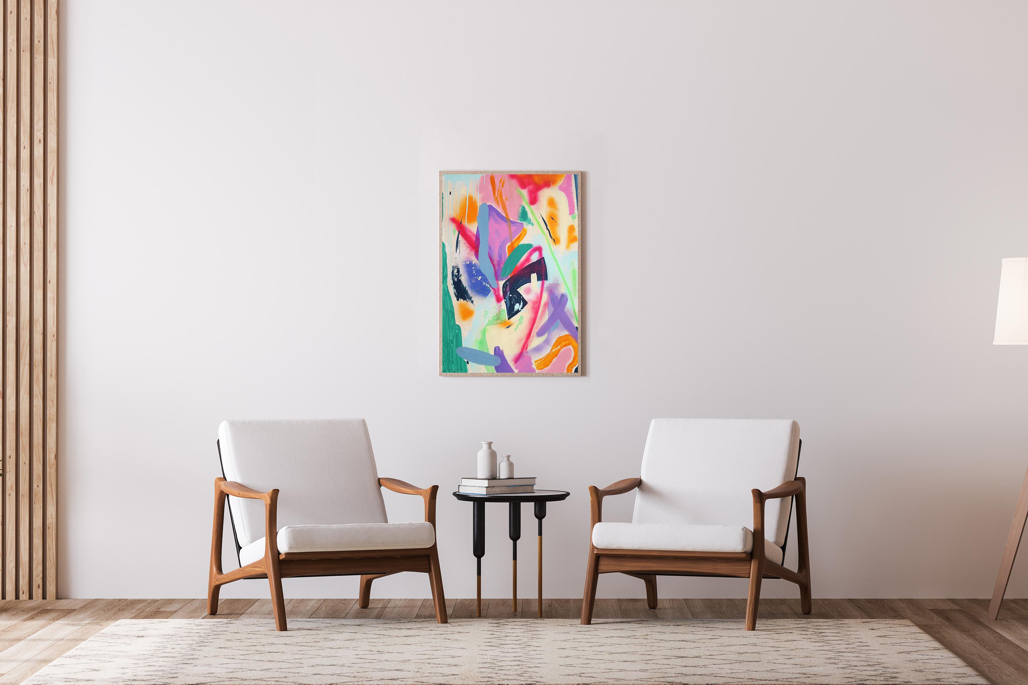 Emozioni e trame, Astrazione contemporanea, Gestuale moderno, Spray, Carta - Painting Neoespressionismo di Perrine Honoré