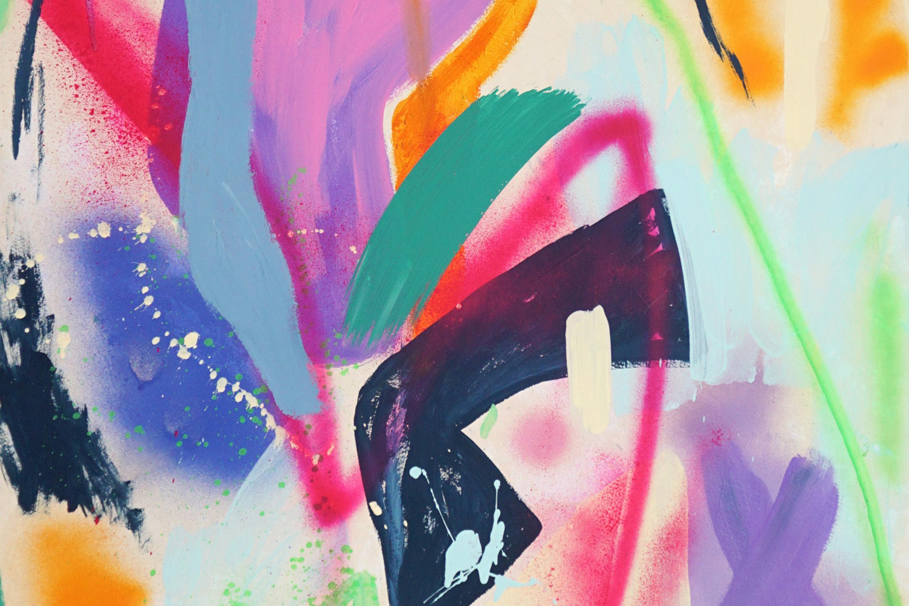 Emozioni e trame, Astrazione contemporanea, Gestuale moderno, Spray, Carta in vendita 1