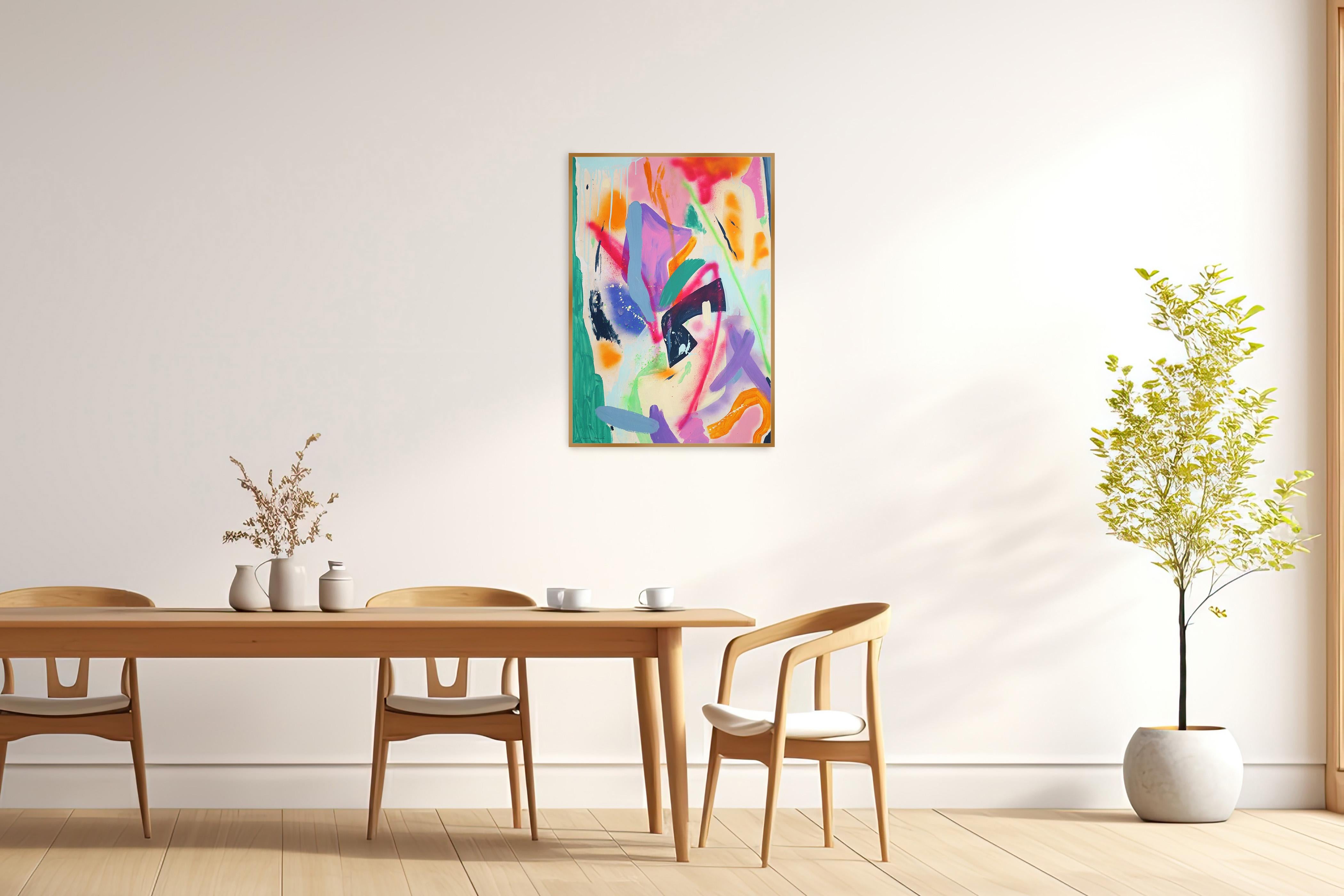 Emozioni e trame, Astrazione contemporanea, Gestuale moderno, Spray, Carta in vendita 2