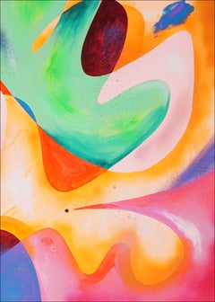 Duo Fluo, Diptyque abstrait aux tons vifs, Formes urbaines fluo en rose et violet