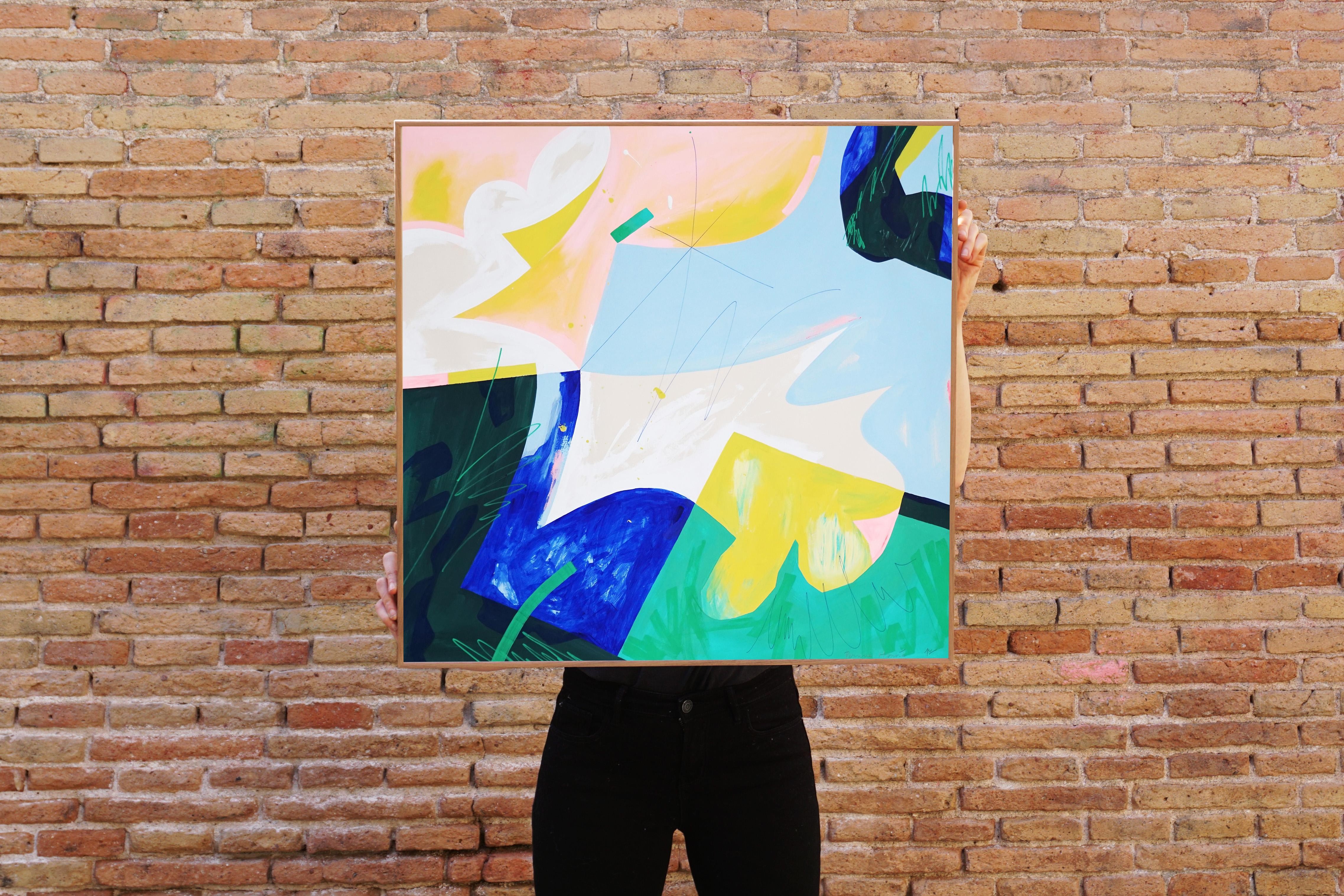 Scena delicata, pittura astratta fresca su carta, toni pastello Nature Urbane, 2024 - Painting Street Art di Perrine Honoré