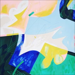 Suave Escena, Fresca Pintura Abstracta sobre Papel, Tonos Pastel Naturaleza Urbana, 2024
