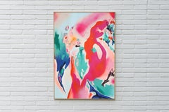 It is Happening, peinture d'expressionnisme abstrait, forme fluide gestuelle sur papier