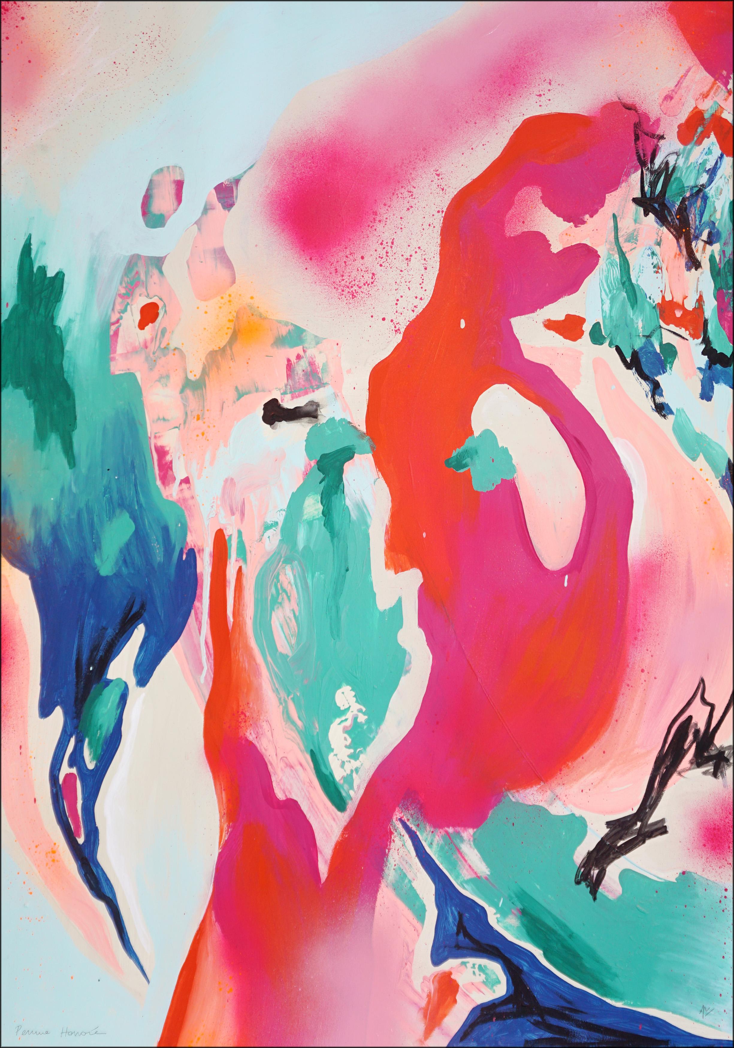 Landscape Painting de Perrine Honoré - Está Pasando, Pintura Expresionismo Abstracto, Forma Fluida Gestual sobre Papel