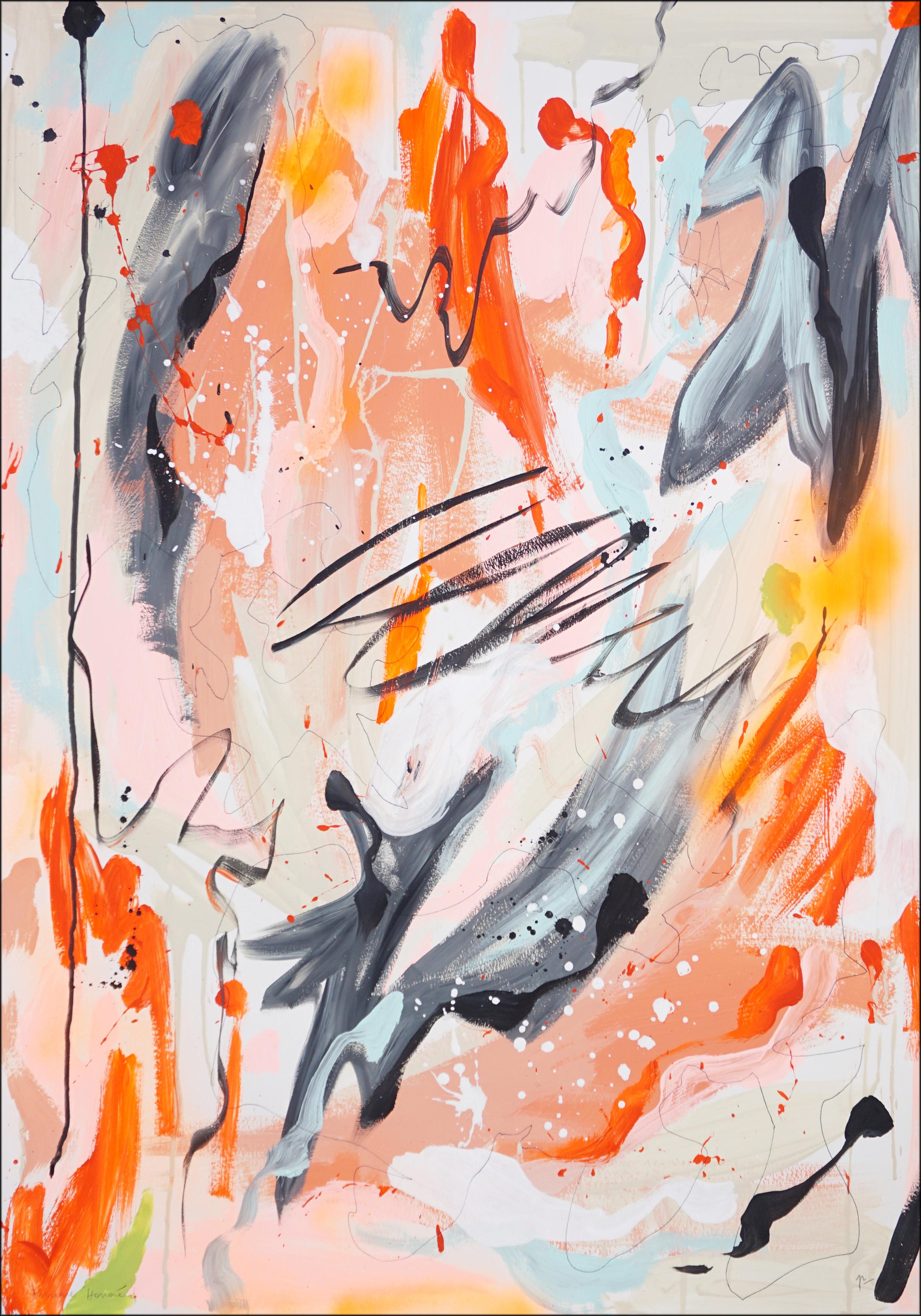 Let it Out, Abstraktes expressionistisches Diptychon in Orange, Urban Style Gestures im Angebot 2